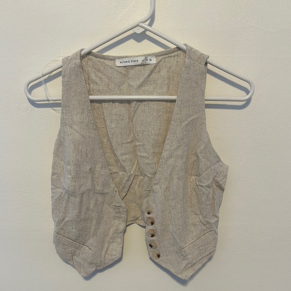Beige Buttoned Vest by Maison Jules